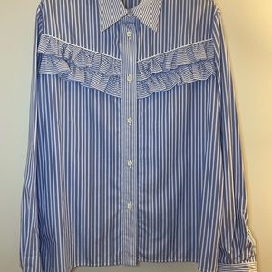 Miu Miu blouse; sz EU42; blue and white striped
